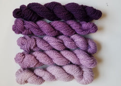 Fleece and Harmony Selkirk Worsted in the Amethyst Gradient