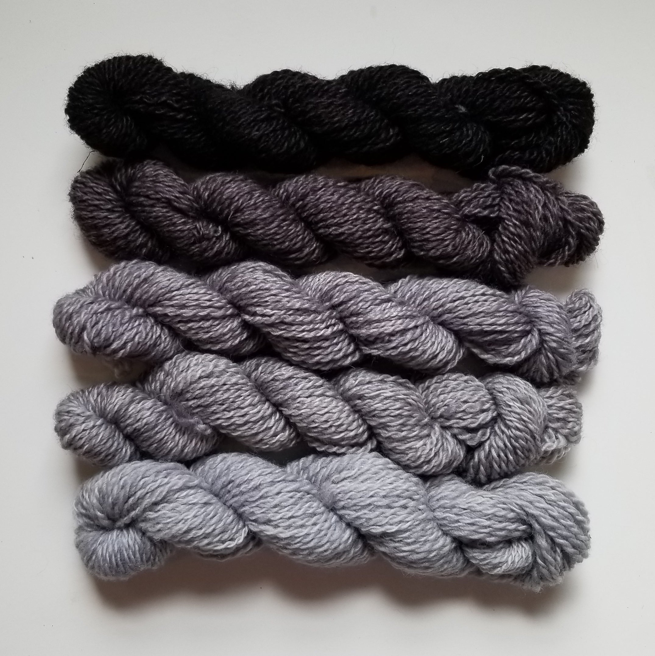 Fleece and Harmony Selkirk Worsted in the Grey Gradient